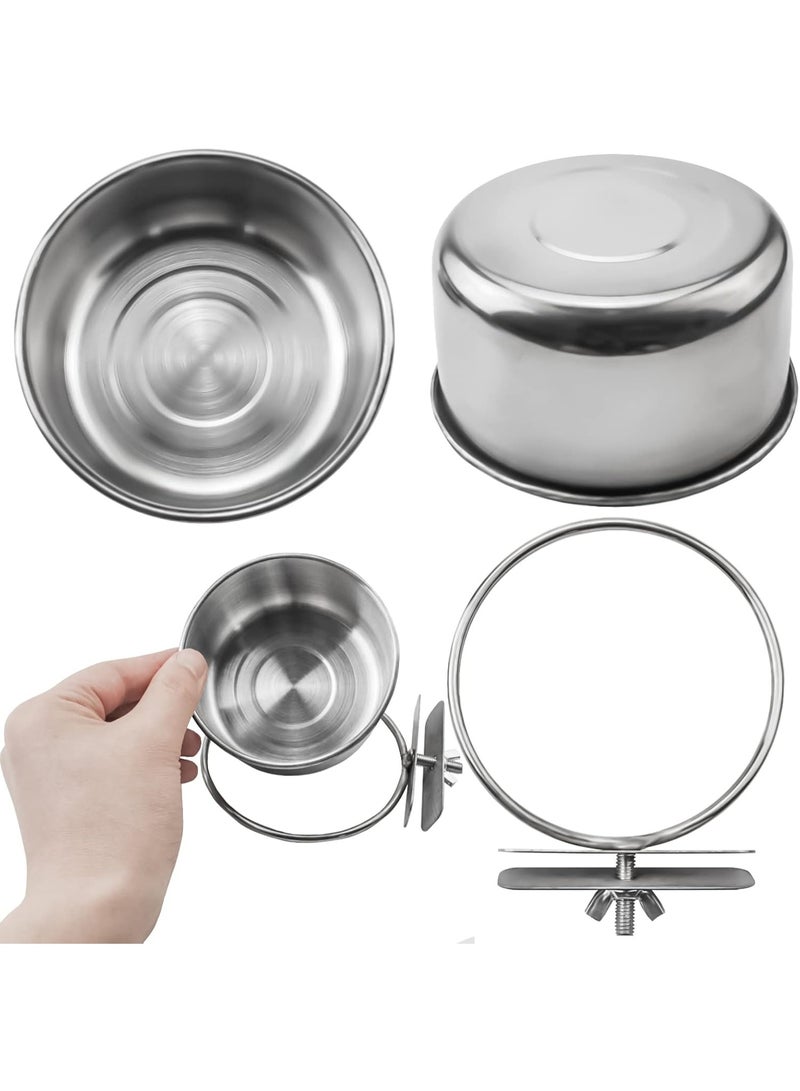 3 Pieces Stainless Steel Bird Feeding Dish Cups, Bird Feeder Parrot Food Water Bowls with Clamp, Pet Cage Cups Holder for Bird Parrot Cockatiel Conure Budgies Parakeet Small Animal - Image 4